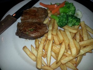 The buttery tasting Petite Sirloin with fries.