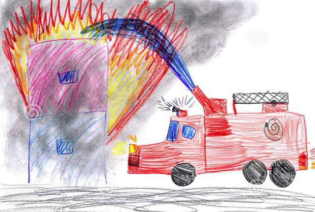 kid drawing of fire