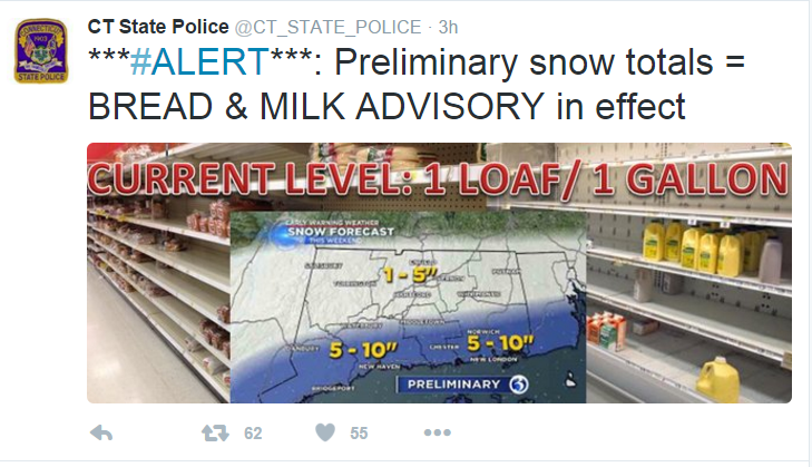 CT STate police milk bread warning
