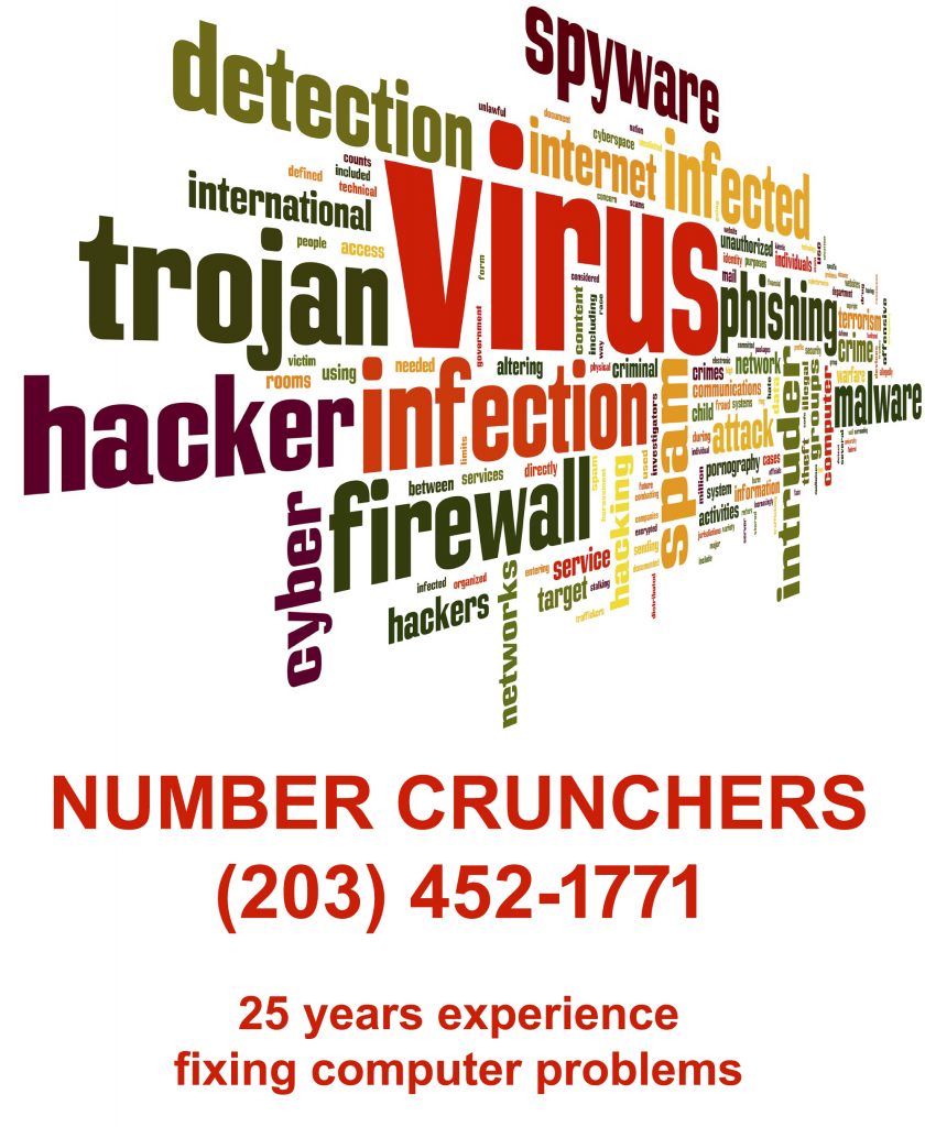 Computer virus concept in word tag cloud on white background