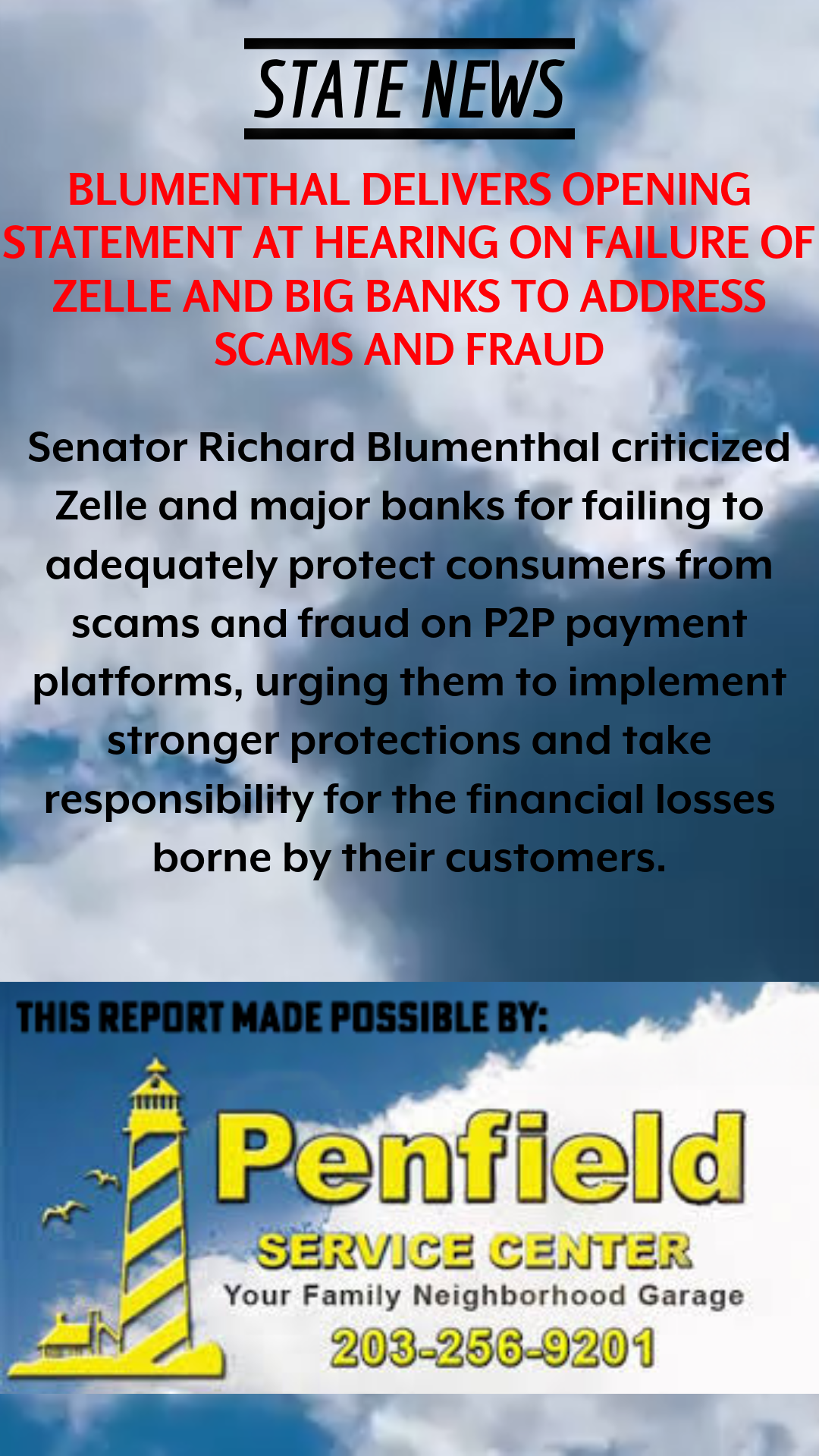 BLUMENTHAL DELIVERS OPENING STATEMENT AT HEARING ON FAILURE OF ZELLE AND BIG BANKS TO ADDRESS SCAMS AND FRAUD