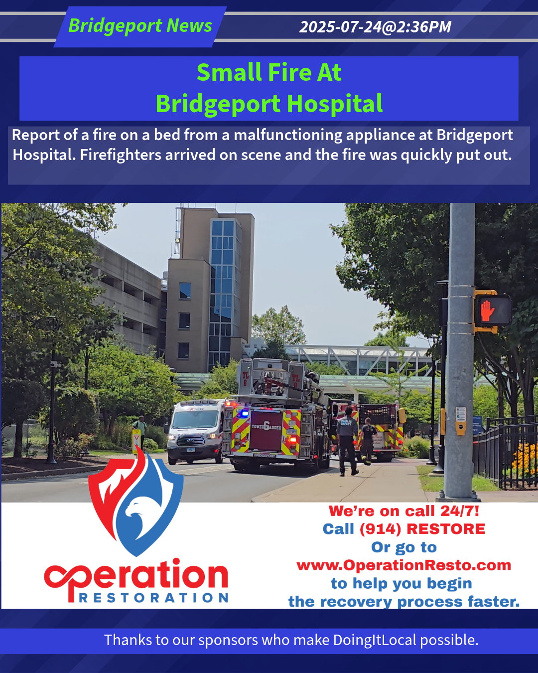 Small Fire At Bridgeport Hospital
