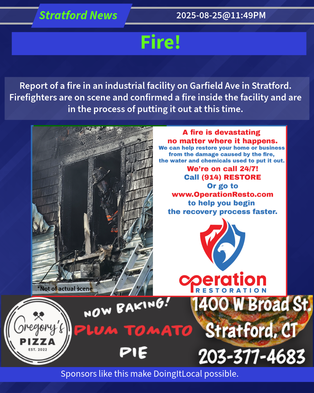 Stratford Facility Fire