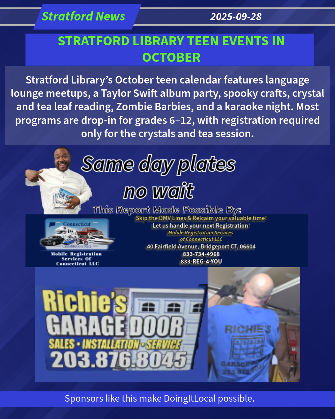 STRATFORD LIBRARY TEEN EVENTS IN OCTOBER