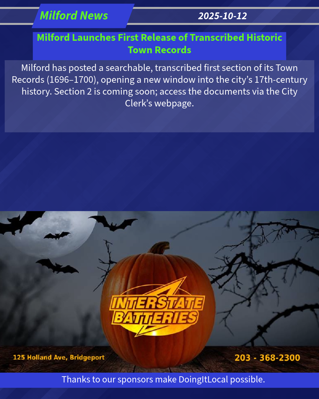 Milford Launches First Release of Transcribed Historic Town Records