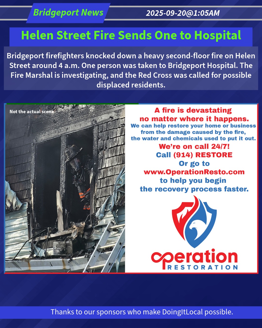 Overnight Fire on Helen Street Sends One to Hospital