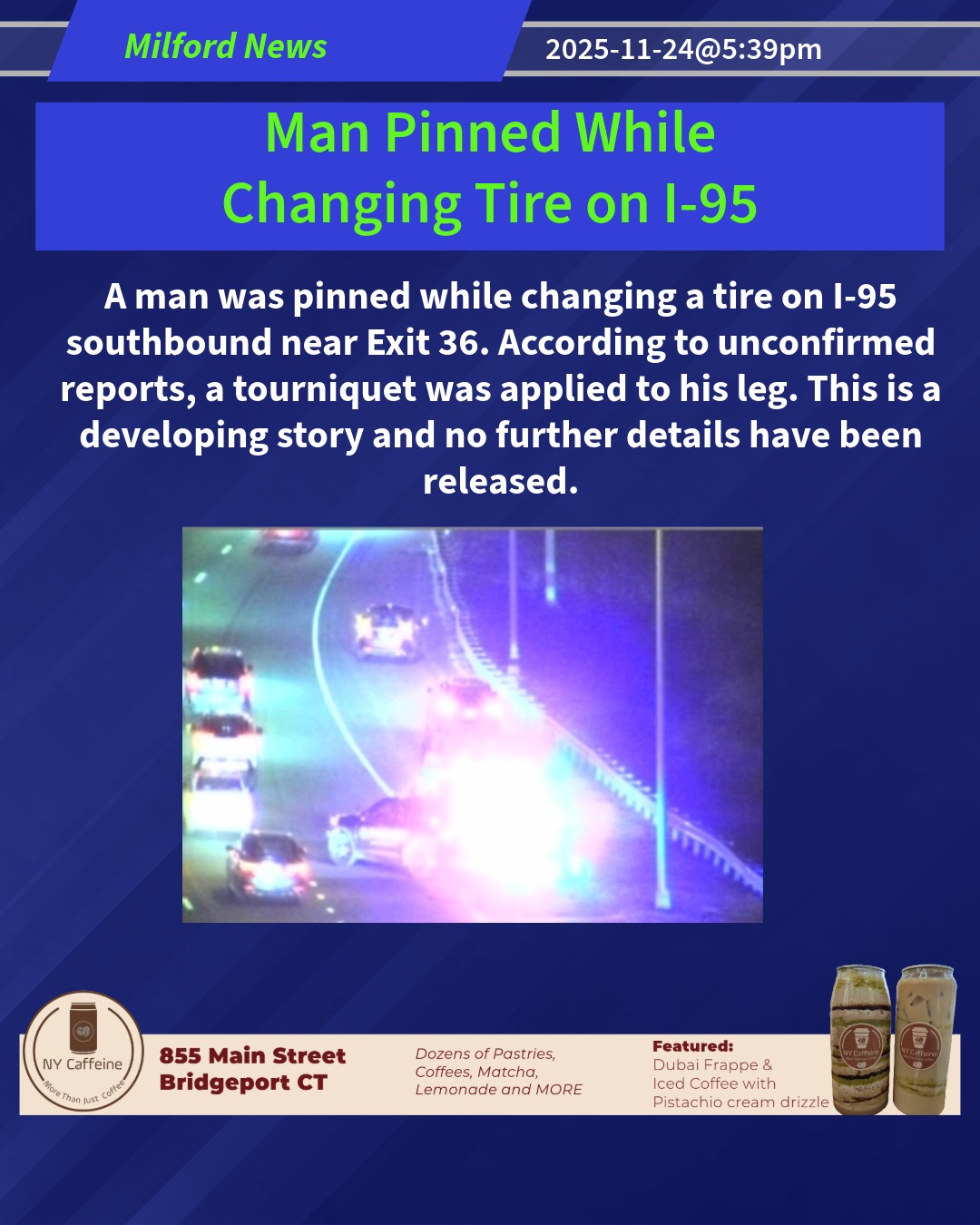 Man Pinned While Changing Tire on I-95