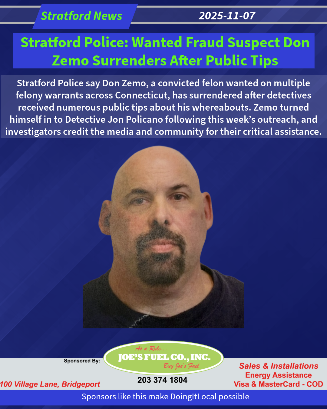 Stratford Police: Wanted Fraud Suspect Don Zemo Surrenders After Public Tips