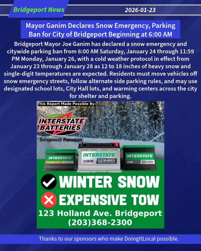 Mayor Ganim Declares Snow Emergency, Parking Ban for City of Bridgeport ...
