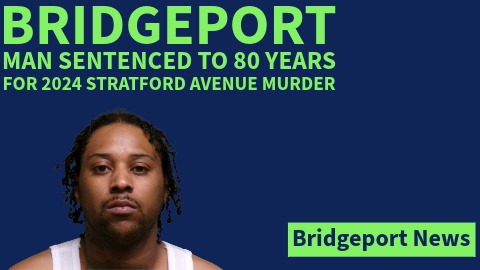 Terence Gallimore stands in a Connecticut courtroom during sentencing for the 2024 Stratford Avenue shooting in Bridgeport that resulted in the death of Brandaja Winston and serious injury to another man.
